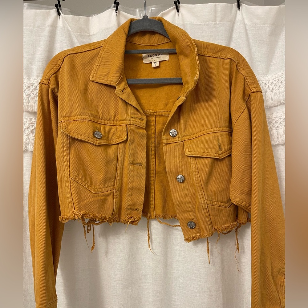 Pacsun yellow cropped Jean jacket